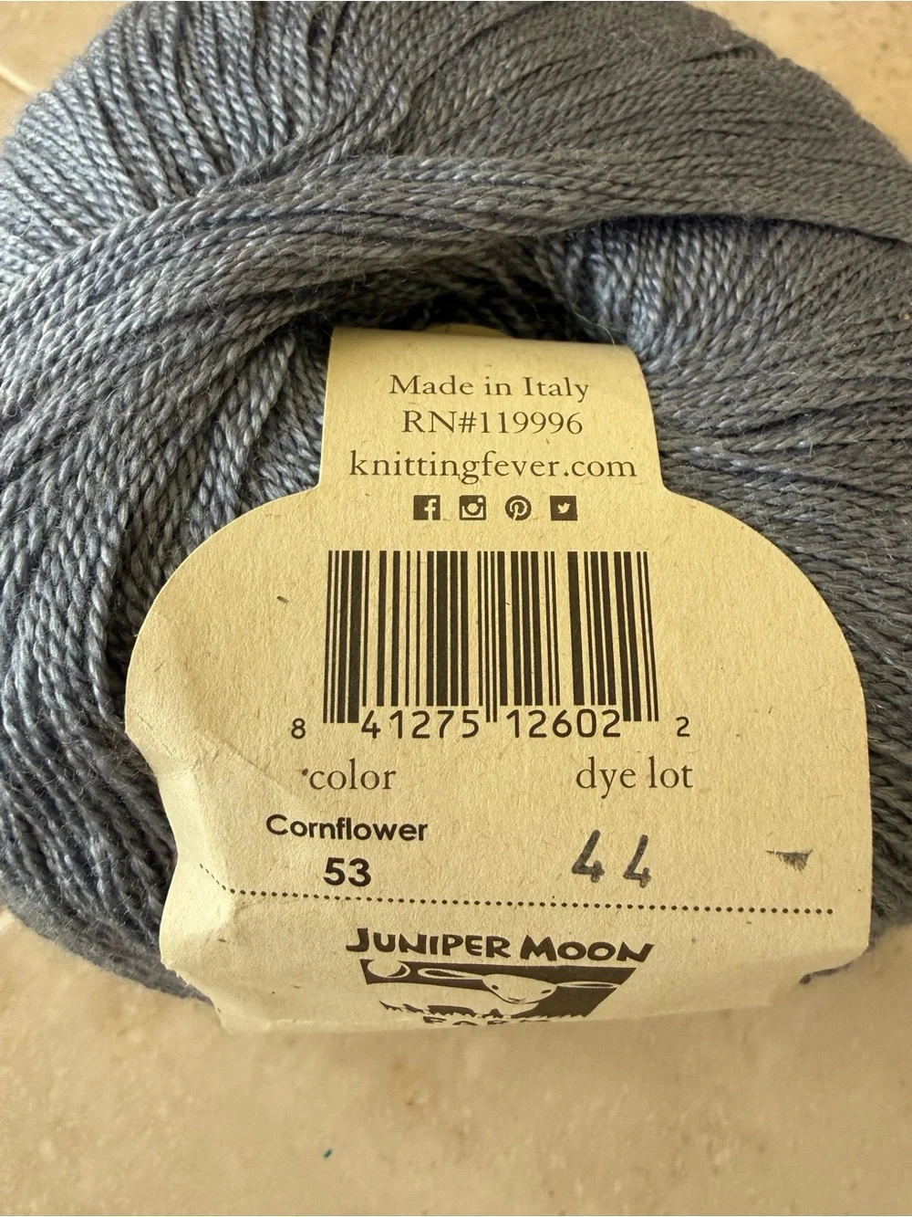 Juniper Moon Farm Merino Wool/Mulberry Silk Blend Yarn - Cornflower Color
